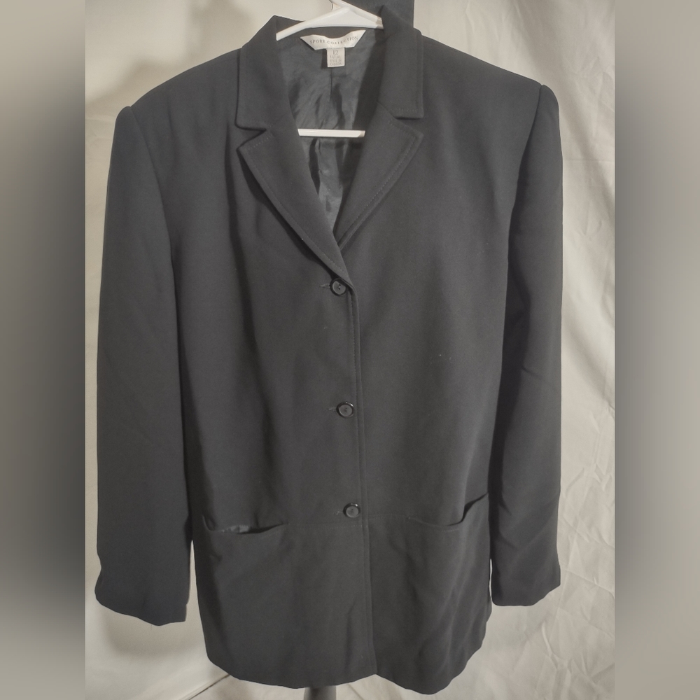 VINTAGE SPORT COLLECTION Women's Black Boyfriend Blazer Size 12